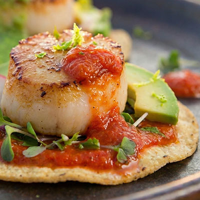 Puré de habanero acompañando unos mariscos